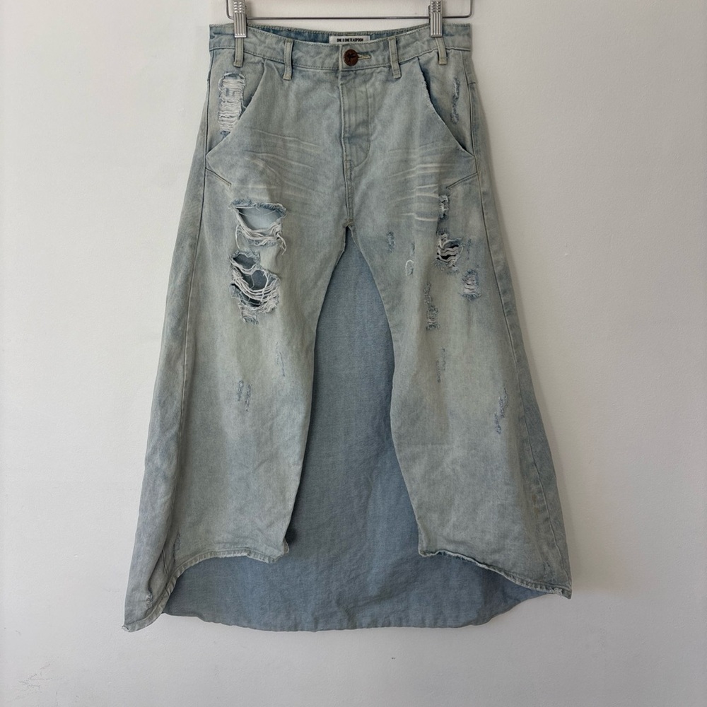 One Teaspoon Light Blue High Low Skirt